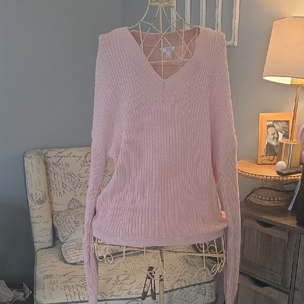 Time and Tru Light Pink V-Neck Sweater